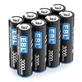 EBL AA Batterien, 1,5V Lithium Batterien AA 8 Stück 3000 mAh, Langlebige Lithium AA Batterien, Super Kapazität