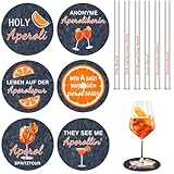 Aperol Spritz Geschenk 12 Stück Inklusive Aperol Strohhalme Glas Aperol Filzuntersetzer Aperol Spritz Accessoires für Frauen Männer Kollegen Freunde Familie