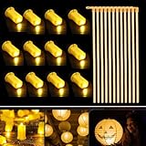 12 Stücke Laternenstab mit LED, Mini LED Lichter Beleuchtung Gelb, Kinder Led Electronic Laternenstab, Led Ballonlichter, Laternenstab Led für Kinderpartys, Sankt Martin, Halloween, Kostümpartys