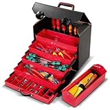 PARAT TOP-LINE KingSize Organize Werkzeugtasche leer 28 L | Große Ledertasche mit 5 Schubladen & CP-7 Halter | Robuste Werkzeugtasche aus Leder & Con-Pearl® | Für Profis im Handwerk & Montageeinsatz