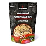 TastySmoke® Hochwertige Räucherchips Apfel – 100% natürliches Holz für intensives Raucharoma, ideal für BBQ, Smoker, Grill – 750g Räucherholz für Fleisch, Fisch, Gemüse