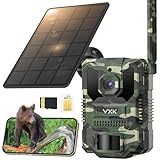VXK 4G LTE Solar Wildlife Camera mit SIM Karte, Wildkamera mit handyübertragung app Trigger 0,1S, Wildtierkamera mit bewegungsmelder nachtsicht with 64GB SD Card, 8000mAh Akku, IP66