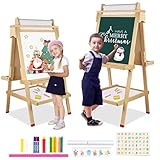 Kindertafel | Kindertafel Holzständer mit | Zahlen | Kreiden und Buntstiften Tafelspielzeug Tolles Geschenk für Kinder ab 3 Jahren