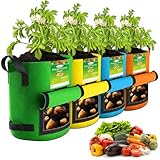 kopotma 4 Stück Bunte Kartoffel Pflanzsack, 10-Gallonen 40L Pflanzsack mit Klappe, Kartoffelbeutel für den Kartoffelanbau, Kartoffelpflanzgefäß, Kartoffelanbaubehälter, Pflanzen Tasche