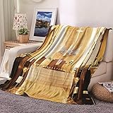 Banemi Flanelldecke Groß, Große Kuscheldecke XXL Weich Gold Sofaüberwurf Kirche Sofadecke Couchdecke 130X150CM