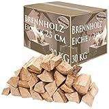 Brennholz Kaminholz Eiche Holz 30 kg Für Ofen und Kamin Kaminofen Feuerschale Grill Feuerholz Holzscheite Wood 25 cm kammergetrocknet flameup