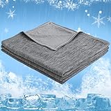 CHOSHOME Kühlende Bettdecke 150x200cm, 2 in 1 Sommerdecke Selbstkühlende Baumwolldecke, mit Q-Max 0,45 Kühlfasern Erwachsene Kühldecke Dünne Doppelseitig Leichte Kühldecke Decke für Schlafen, Grau