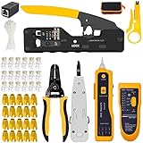Mayline Netzwerk-Werkzeug-Set RJ45 Ethernet Crimpzange, Verschlüsselung 8P/6P- RJ12 RJ11 CAT5 CAT6 Wartungs-Set LAN Tester Abisolierzange (gelb)