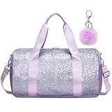 Sporttasche Kinder Mädchen Glitzer Schultasche Kleine Kinderreisetasche Schultertaschen Tanztasche Ballet Gymnastiktasche mit Wasserdichter Tasche
