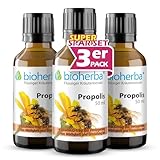 BIOHERBA Propolis Tropfen, Reiner Propolis Extrakt, 3 Tinktur 50 ml ohne Alkohol mit Vitamin C – Stärkt Widerstandskraft, Verringert Müdigkeit, Ideal für Immunsystem, Natürlich & Rein PZN 17187037