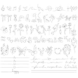 BETESSIN 3 Bögen Temporäre Tattoos 2 Wochen - Minimalistische Fake Tattoo mit One-Line-Art - Klebetattoos Erwachsene - Wasserfeste Fine-Line Tattoos zum Aufkleben für Männer & Frauen
