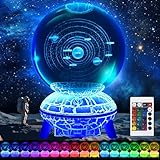 3D-Galaxie-Kristallkugel-Nachtlicht, 8 cm, Kristalllampe mit 16 farbwechselnden LED-Lichtsockeln für Wissenschaft, Astronomie, Weltraum, cooles Gadgets, Spielzeug, Weihnachten, Geburtstag, Geschenke