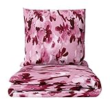 Leonado Vicenti Feinbiber Bettwäsche mit Blumenmuster in Rosa & Bordeaux 135x200 cm + 80x80 cm Kissenbezug mit verdecktem Reißverschluss