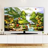 Hixingo TV Schutzhülle für Den, Hülle Bezug Staubschutz für Fernsehen Und Monitor, TV-Abdeckung mit Berg Drucken, Fernsehschutz Für Zuhause Innenbereich 32 bis 80 Zoll (55',Fluss)