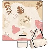 Picknickdecke Wasserdicht Waschbar 200x200cm, Picknick Decke Outdoor Reise, Stranddecke Sandfrei Rosa, Strandmatte Faltbar mit Schultergurte und Isoliert Gepolstert für Camping Park Strand Sandfeste