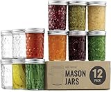 Ceciliec 12 Stück 16oz Einmachgläser mit Deckel, 427ML breiter Mund Mason Jars, Vorratsgläser für Marmelade, Honig, Hochzeitsgeschenke, BabynahrungEinmachgläser