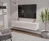 180 cm Weiß-Hochglanz TV Lowboard TV Board Hängend Hängeschrank Wohnwand TV Möbel Fernsehschrank Fernsehtisch Sideboard HiFi 180x35x40 cm Holzwerkstoff