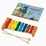 Das bunte Glockenspiel-Set von Voggenreiter Glockenspiel C-Dur mit Holzschlägel und Glockenspielschule (8 metallische Klangplatten, diatonisch), bunt