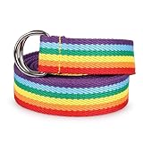 Gürtel mit D-Ring für Herren: Eleganter Canvas-Gürtel mit D-Ring | Stoffgürtel mit doppelter Schnalle, attraktiv, doppelter Schlaufengürtel für Hosen, Röcke, Hemden, einfarbiger Gürtel Unisex