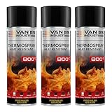 3x Ofenlack Ofenfarbe hitzebeständiger Lack 800°C schwarz-matt 400 ml Thermolack