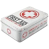 Nostalgic-Art Retro Vorratsdose Flach, 2,5 l, First Aid Kit – Geschenk-Idee für Dein Zuhause, Blech-Dose mit Deckel, Vintage Design