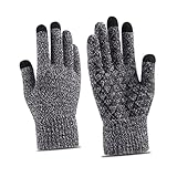 Veemoon Männer Touchscreen Gestrickte Winterhandschuhe Rutschfest Winddicht für Outdoor Aktivitäten Weiß Gab Warm für Kalte