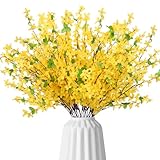 Luabue 4pcs Künstliche Forsythie Blumen Gelb 55cm Zweige Künstliche Blumen Wie Echt Artificial Blumen Kunstblumen für Haus Büro Party Hochzeit Dekoration