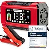 15A Autobatterieladegerät 12V/24V, HAUSPROFI Intelligentes KFZ Batterieladegerät mit 9-Stufen-Ladung, LCD-Display für Auto, LKW, Motorrad, Boot - Kompatibel mit Blei-Säure, AGM, EFB, LiFePO4 Batterien