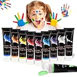 CIYIN Fingerfarben Kinder Ungiftig, 10 x 60ml Fingermalfarben, Schadstofffrei wie Fingerfarbe, Fußabdruck Baby, Malfarben Auswaschbar, für Kinder zum Malen in Kindergarten, Schule und zu Hause