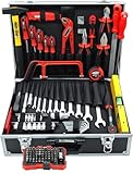 Famex 755-57 Aluminium Werkzeugkoffer bestückt mit hochwertigem Werkzeug Komplett Set - Werkzeugkasten gefüllt, Werkzeugkiste für Haushalt, Garage, Werkstatt