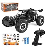 Joellfuner ferngesteuertes Auto, 2.4GHz 1:16 Offroad Monster RC Truck, 2WD 20KM/H RC Buggy mit LED-Licht, wasserdichte ferngesteuert Offroad Spielzeugauto für Kinder Geschenk ab 3 Jahre(schwarz)