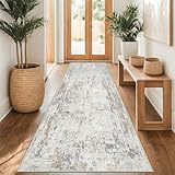 Capslpad Teppich Läufer Flur 80x240cm Beige Abstrakter Waschbar rutschfest Küchenläufer Teppich Modern Minimalistisch Kurzflor Kunstwolle Teppiche für Wohnzimmer Schlafzimmer