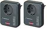 Brennenstuhl Steckdosenadapter mit Überspannungsschutz 13.500 A (Adapter als Blitzschutz für Elektrogeräte) anthrazit (Packung mit 2)