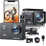 WOLFANG Action Cam 4K30FPS 20MP mit 32GB microSDXC Speicherkarte WiFi 40M Unterwasserkamera Wasserdicht EIS Actioncam Fernregler Mikrofon Zubehör Kit