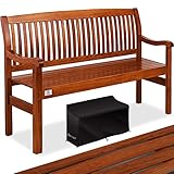 KESSER® Gartenbank Holz Holzbank wetterfest | Für 3 bis 4 Personen | Parkbank aus Massivholz | Sitzbank 320 kg belastbar 150 cm | Balkonbank Bank für Balkon Terrasse & Garten inkl. Cover Dunkelbraun