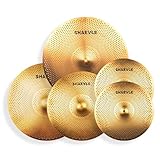 Cymbal Set mit geringer Lautstärke 14' HiHat+16' Crash+18' Crash+20' Ride Beckenset Golden 5 Stücke
