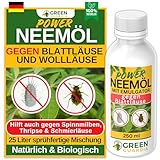 GREEN GUARDIA Power Neemöl bei Blattläuse mit Emulgator für Garten- & Zimmerpflanzen, Neemöl Wollläuse, 250ml sprühfertige Mischung für 25 Liter Mischung