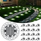 FIFlying 16 Stück Solar Bodenleuchten Aussen 8 LEDS Solar Außenleuchte Solarleuchte für Garten Wasserdicht Solar Gartenleuchte für außen Garten Terrasse Rasen Hof Gehweg, Warmweiß