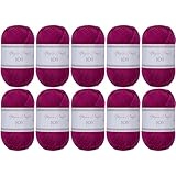 Utopia Crafts JOY Uni Strick- und Häkelgarn, Weich, Pflegeleicht, 100% Polyacryl, 10x 50 g Knäuel, 150m (Dunkle Himbeere)