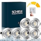 Schiele LED Einbaustrahler Einbauleuchten 230V, Dimmbar Warmweiß 7W 68mm-78mm Lochmass, IP44 Schwenkbar LED Spots 230V für Wohnzimmer Badezimmer, 6er Set