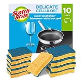 Scotch-Brite Delicate nicht kratzender Naturfaser-Reinigungsschwamm, 10 Stück - hochsaugfähiger Schwamm, ideal für alltägliche Reinigungsaufgaben, Blau - Kratzfrei