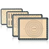 Lazymi 4 Stück Antihafte Backmatte Silikon mit Messung für Macaron/Kuchen/Brot/Pizza Matte Backunterlage Silikonmatte Backpapier Backfolie Ausrollmatte Teigmatte Tischset BPA Frei (Grau)