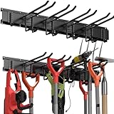 Gaethra Gerätehalter mit 6 Wandhalterung Wandhaken, Gartengerätehalter Einstellbar, Gartengeräte Aufhängung für Garage Organisation, Garten, Hof, Keller, Schwarz