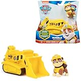 PAW Patrol, Baustellen-Fahrzeug mit Rubble-Figur (Sustainable Basic Vehicle/Basis Fahrzeug), Spielzeug für Kinder ab 3 Jahren