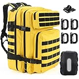 Rucksack herren militär groß outdoor wandern raid pack 40-45L tactical molle survival backpack and taktischer überlebensrucksack Mit wasserdicht Regenhülle (Gelb)