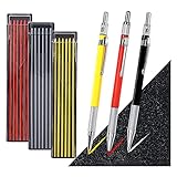 Janasiba 3-Teiliges Mechanisches Zimmermannsbleistift-Set mit Integriertem Spitzer für Stahl, Rohrschlosser, SchweißEr, Bauholzarbeiter A