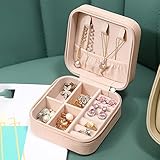 Wolpin Schmuck-Organizer, PU-Leder, Reißverschluss, tragbare Aufbewahrungsbox mit Trennwänden, Behälter für Ringe, Ohrringe, Halsketten, Organizer, Rosa