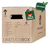 BB-Verpackungen 30x Umzugskartons UMZUGSBOX 632 x 288 x 330 mm 2-wellig (30 Stück) | 100% recycelte Pappe, doppelter Schmetterlingsboden und 3-fache Griffverstärkung