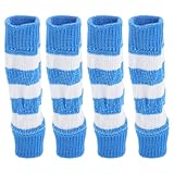 MUELODSIC 4 Stück Pack Ellbogenprotektoren für Kleine Hunde Gestrickte Beinstulpen aus Blauem Material Verstellbare Haustier Beinschützer für Katzen und Welpen Wärmeisolierend und Kratzfest