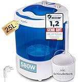 Mini Waschmaschine 25 Liter, 580 Watt mit Schleuder, kleine Waschmaschine bis 3 kg Wäsche, Reise-Waschmaschine, Mini-Waschmaschine Camping, Mobile Single Reisewaschmaschine mit Schläuderfunktion